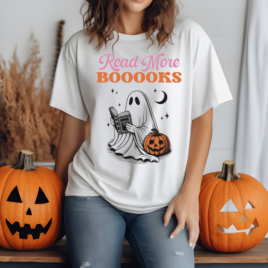 Read More Books T-Shirt Halloween Ghost Cotton Unisex Tee