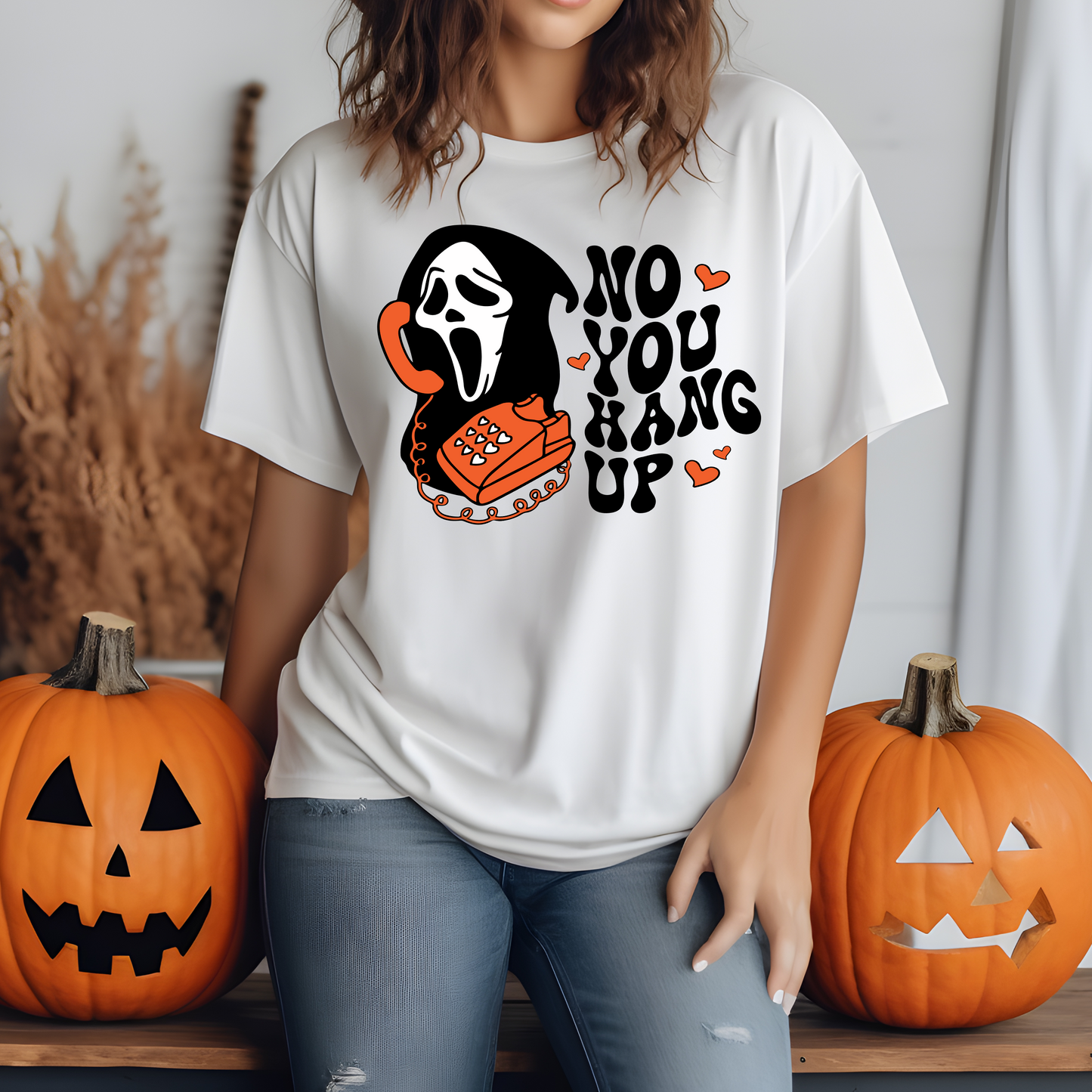 No You Hang Up T-Shirt Ghost Face Halloween Cotton Unisex Tee