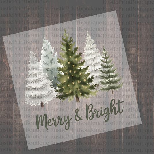 Vintage DTF Heat Transfer Christmas Merry & Bright