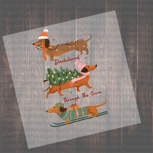 Vintage DTF Heat Transfer Christmas DTF Christmas Dog DTF