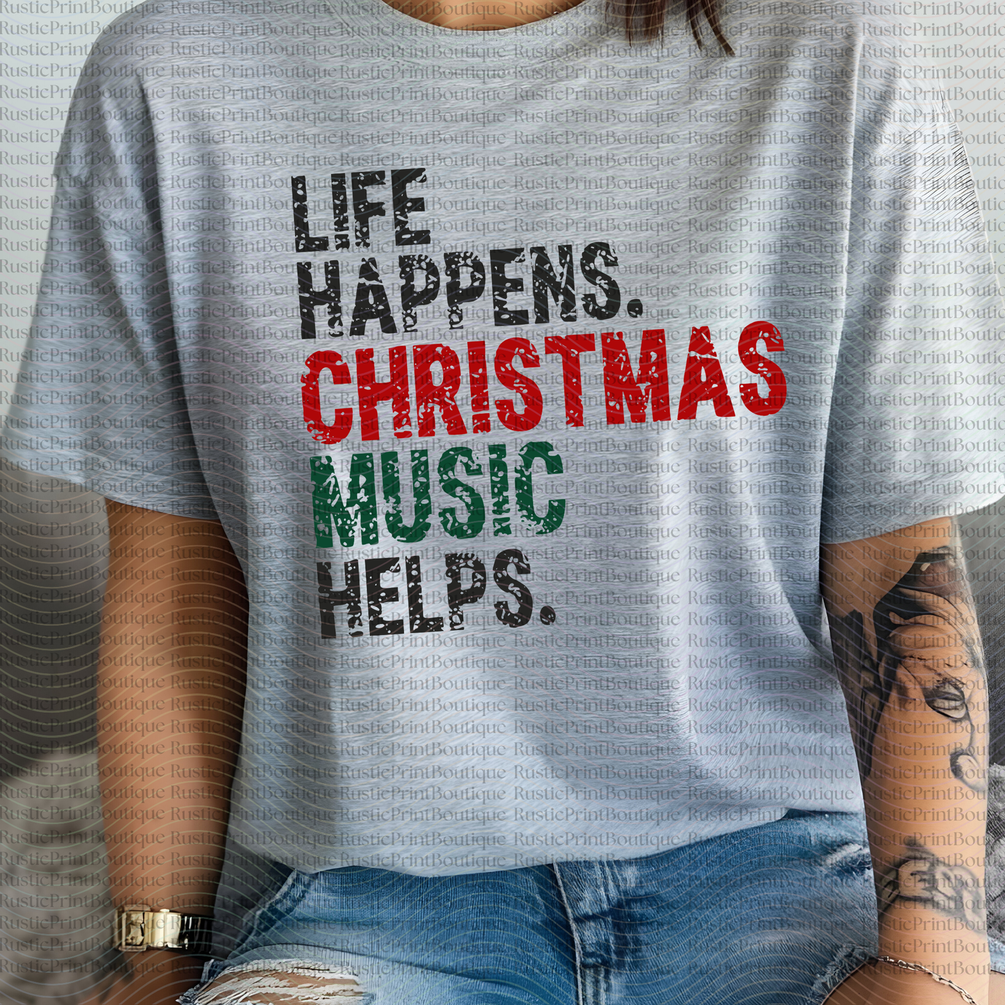 Christmas T-Shirt Life Happen Christmas Music Helps Xmas Shirt