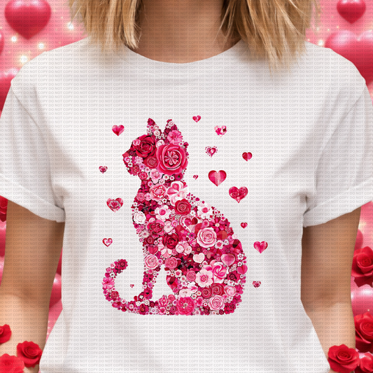 Cat Valentine T-Shirt Funny Cat Lover Valentine Gift Graphic Tee Unisex Cotton